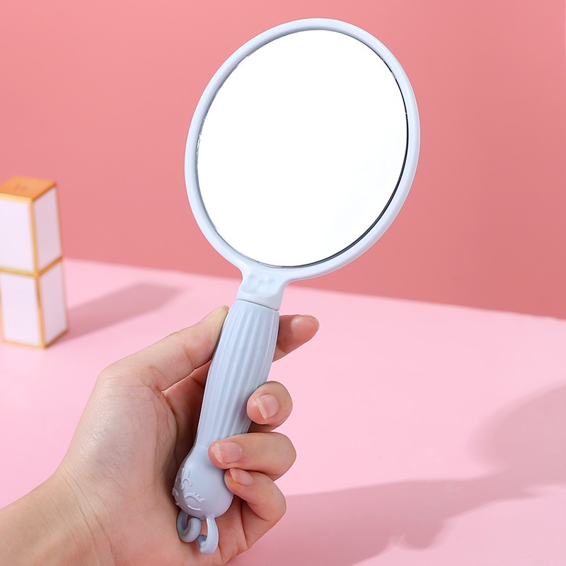 ⭐️𝐈𝐇𝐒 𝟗𝟗𝟖 𝐋𝐚𝐦𝐩𝐮𝐧𝐠⭐️Cermin Bulat Gagang Kaca Make Up Portable Cermin Genggam Wanita