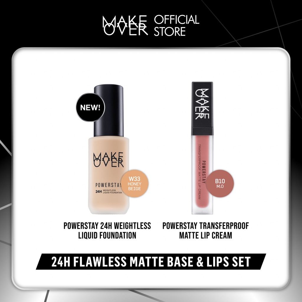 [ARCHANGELA CHELSEA APPROVED] Make Over 24H Flawless Matte Base and Lips Set : 24H Liquid Foundation and Transferproof Matte Lip Cream