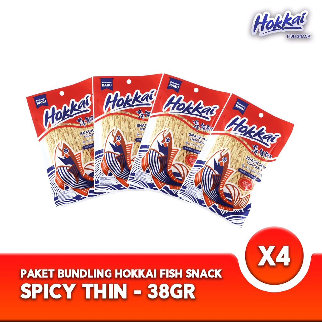 

Hokkai Fish Snack Bundling 4 Spicy Thin 38 Gram