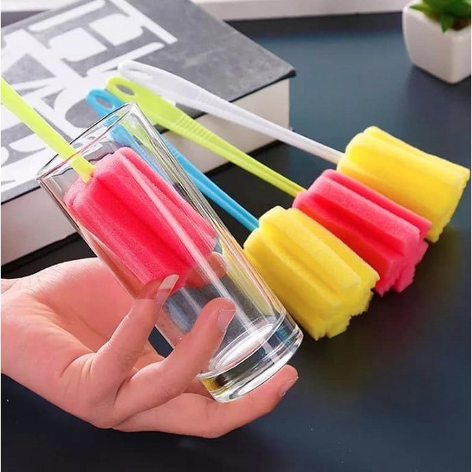 A62 SPONS TONGKAT PEMBERSIH BOTOL MINUM gelas bayi dewasa gelas mug cangkir peralatan makan rumah sikat busa spons cleaner sponge