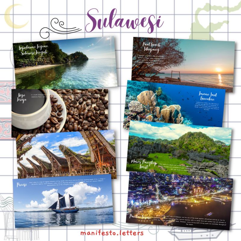 

Postcard Long Sulawesi | Kartu Pos Toraja | Taman Laut Bunaken | Togean | Losari