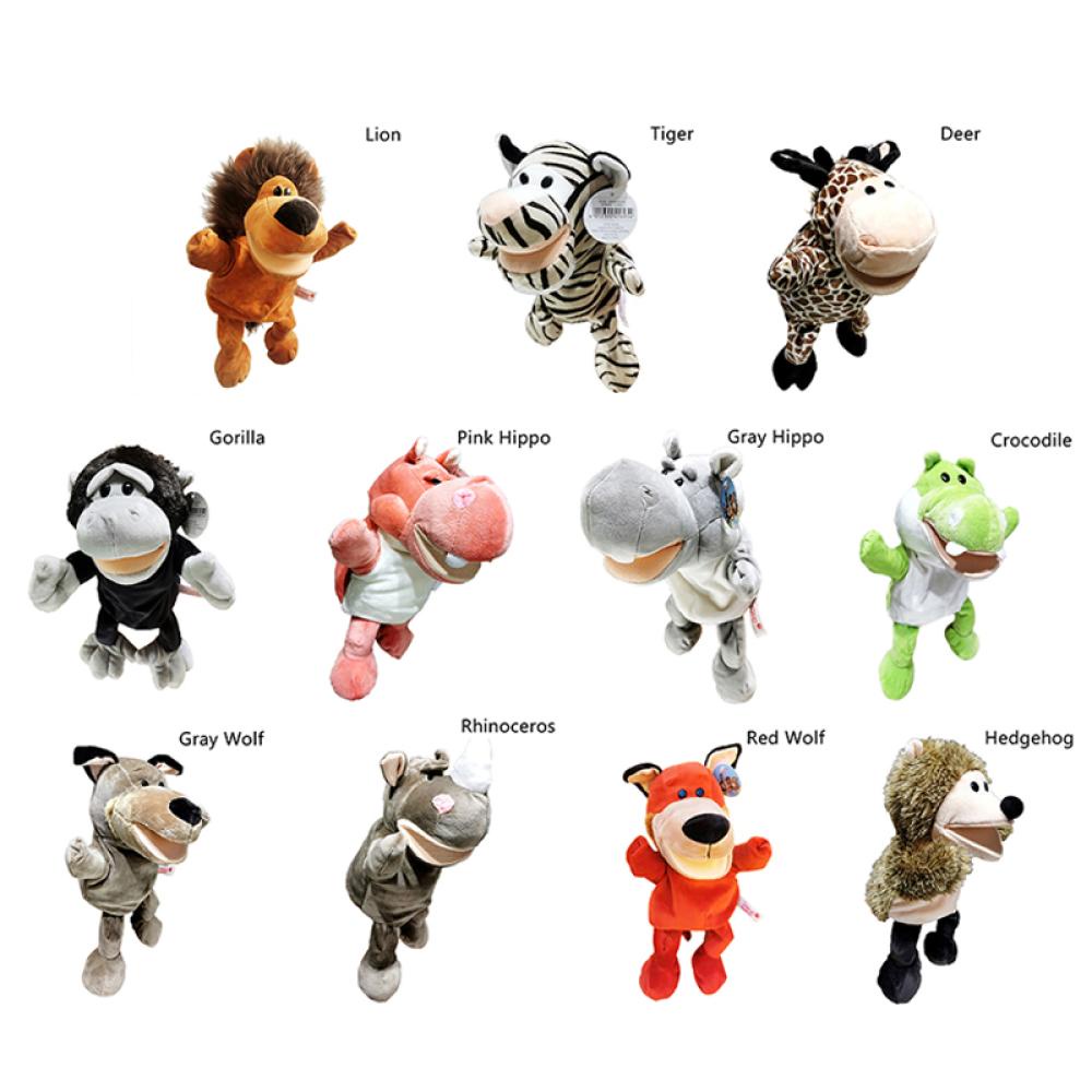 Timekey Animal Hand Puppet Mainan Kartun Lucu Bermain Peran Bedtime Story Props Lembut Bayi Bermain Singa Harimau Gorila Jerapah Boneka Boneka Mewah F5H5