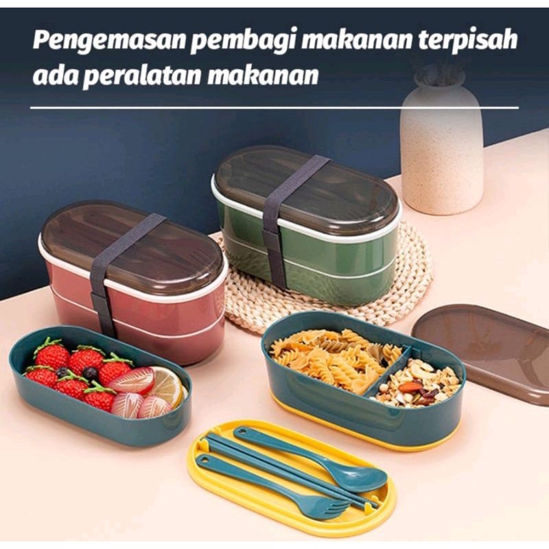 Kotak makan Set 2 susun Lunch Box premium berkualitas