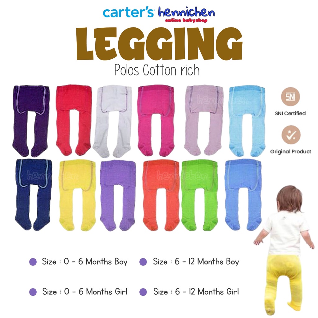 CARTER'S Legging Bayi Polos Cotton rich Legging anak POLOS 0-6 / 6- 12 12-24 RANDOM WARNA SNI