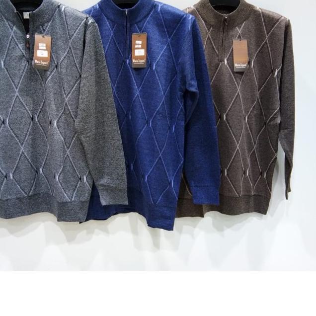 ☏ Mario Zegnoti - Sweater Rajut B Resleting Separuh Krah Pria Import () ♪