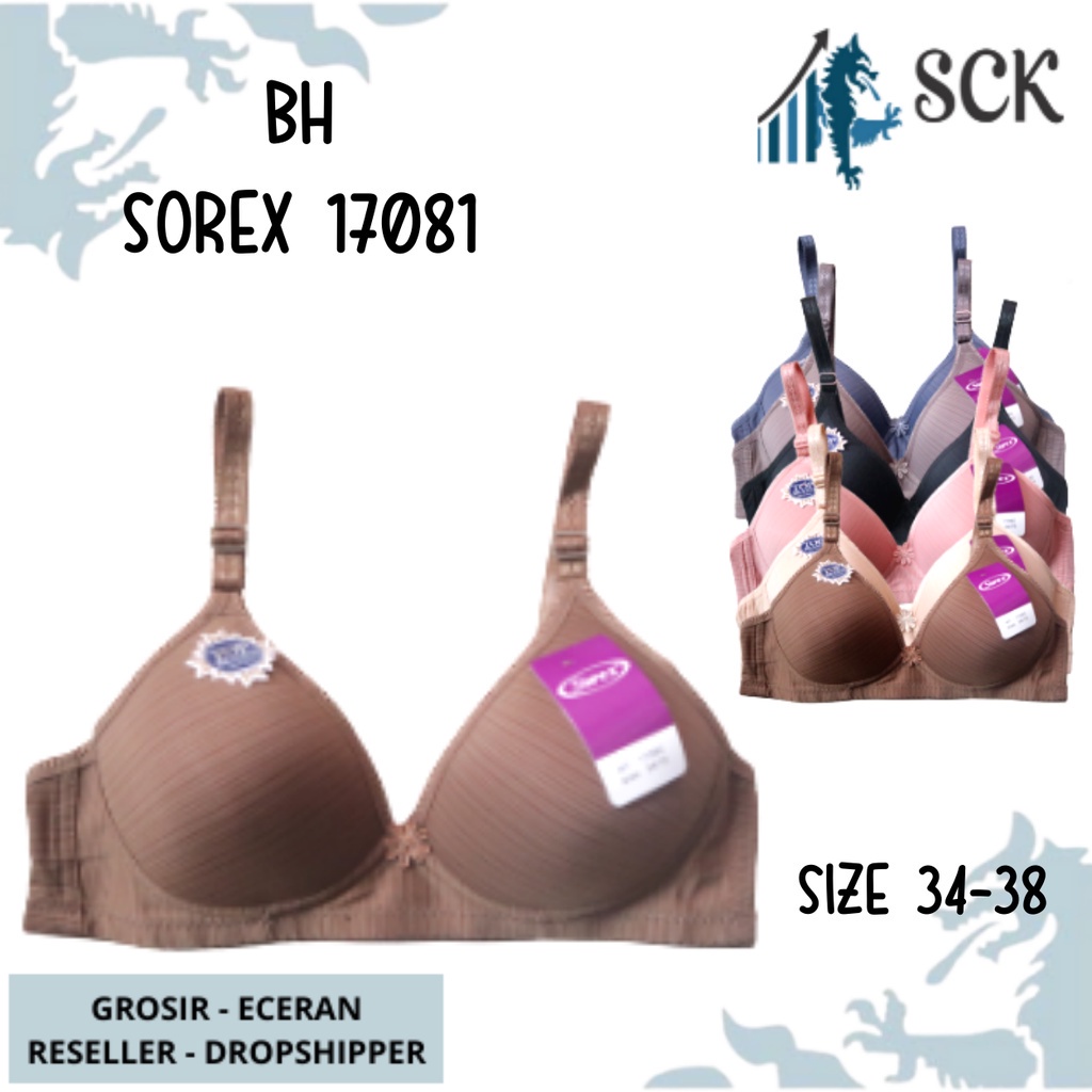 BH SOREX 17081 Tanpa Kawat Busa Tipis Motif Bunga / Pakaian Dalam Wanita - sckmenwear GROSIR