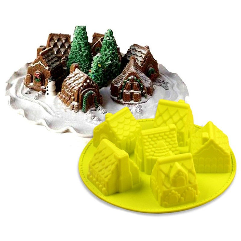 Creative Small House Shape Silicone Cake Mold 3D Fondant Chocolate Cupcake DIY Baking Mould