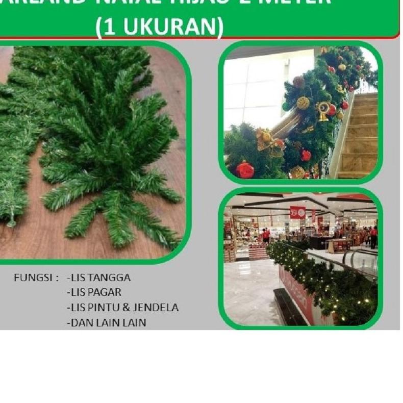 ✩ Garland Natal 2 Meter - Hijau Polos ←