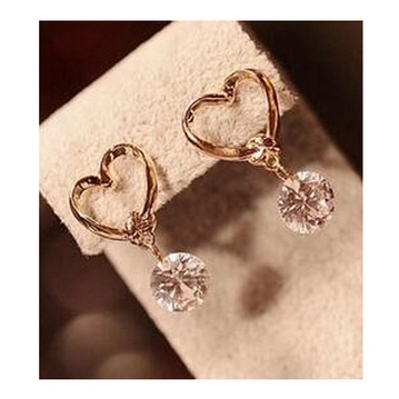 Anting Bentuk Hati | Anting Berlian Zirkon | Kalung Rantai Rose Gold 18k Untuk Wanita