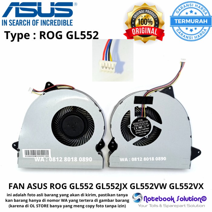 Cooling Fan Kipas Laptop Cpu Asus Rog Gl552 Gl552Jx Gl552Vw Gl552Vx