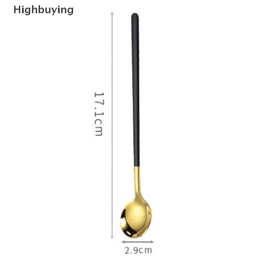 Hbid Warna Hujan Gagang Panjang Stainless Steel Sendok Kopi Es Krim Dessert Spoon Glory