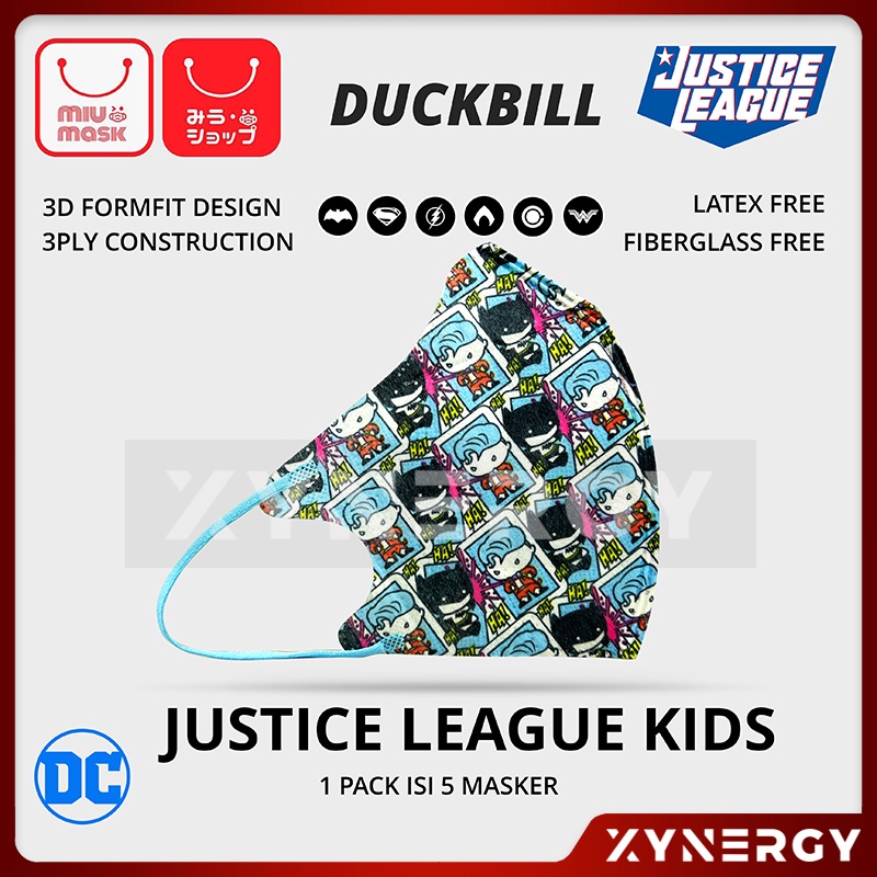 Masker MIU MASK Justice League 3D Duckbill Mask Anak (3Ply)