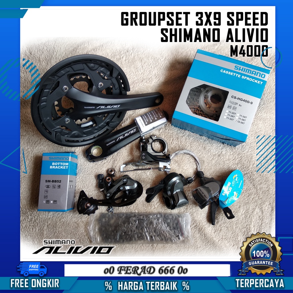 Groupset Shimano Alivio 9 speed Series M4000 Hollowtech 2