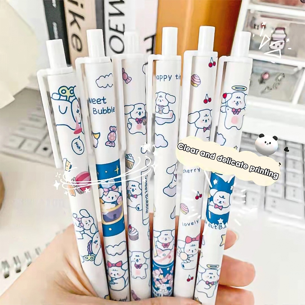 Ins Style Flower Press Gel Pen 0.5mm/pulpen Tinta Hitam Kartun Lucu Siswa/Pena Tulisan Halus Dan Halus/Alat Tulis Kantor