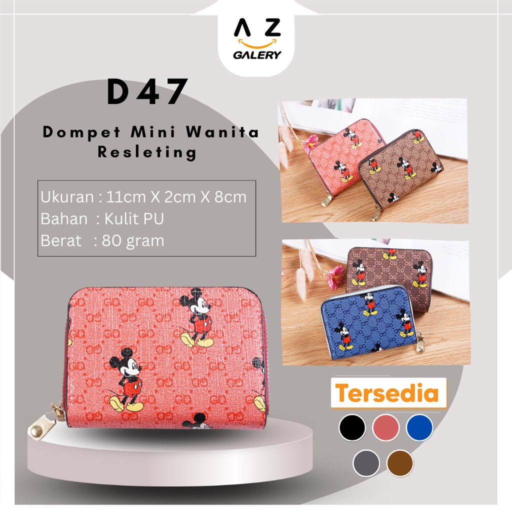 DOMPET ZIPPER WANITA KULIT SINTETIS WOMEN'S WALLET DOMPET MOTIF KARTUN PU MURAH DOMPET RESLETING COD Azgalery D47