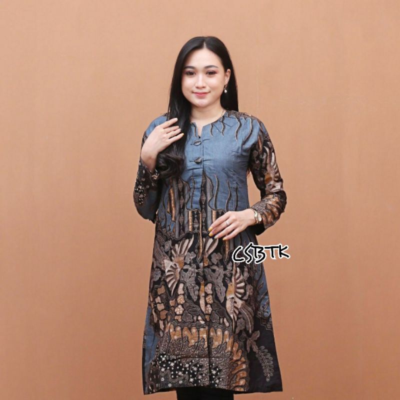 Kenongo BATIK Atasan - BATIK Wanita RISNA HRB026 Blus Batik Exsclusive di kelasnya