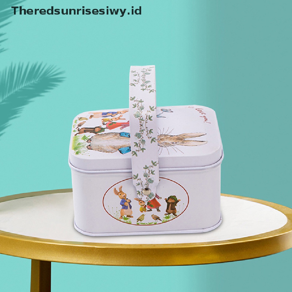 # Baju Lebaran # Vintage Tinplate Little White Rabbit Suitcase Candy Box Kotak Hadiah Penyimpanan Bisa~