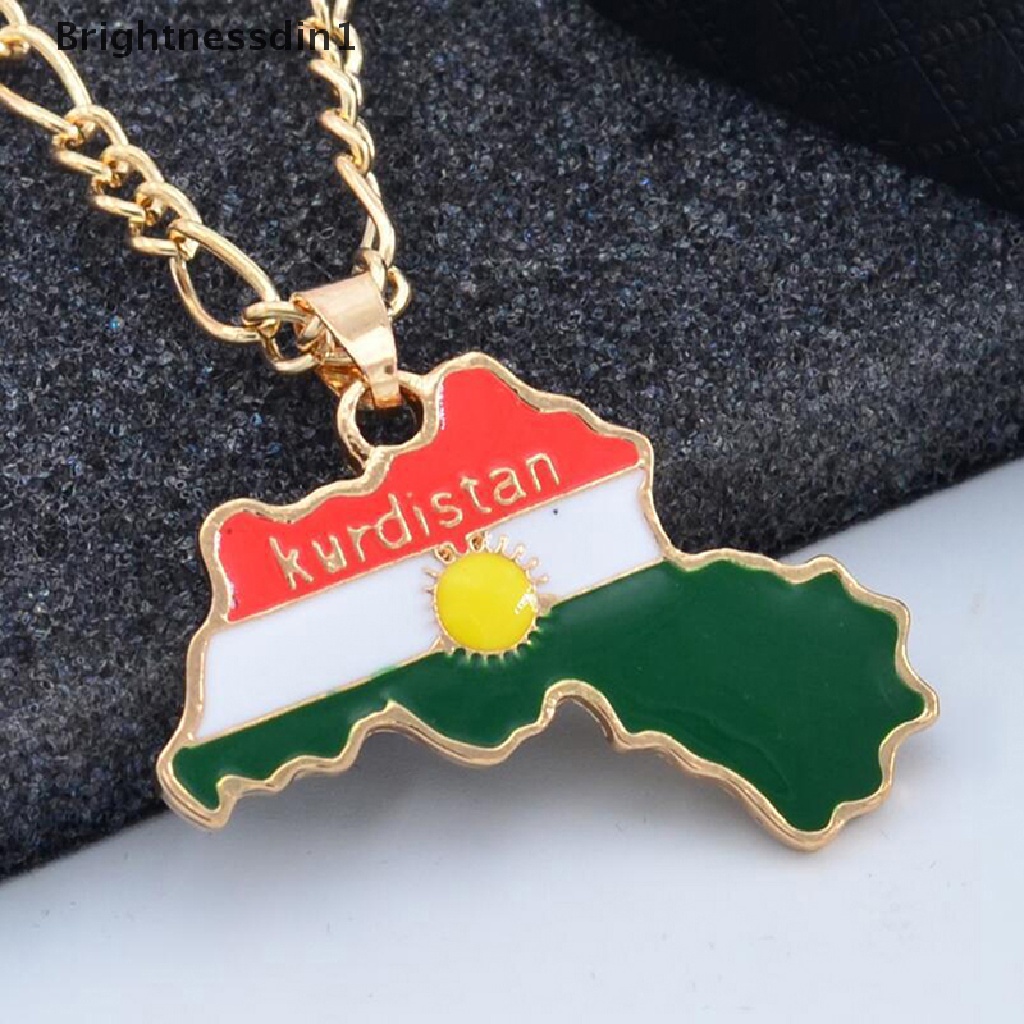 [Brightnessdin1] Kurdistan Map Kalung Untuk Wanita Pria Hip Hop Liontin Rantai Kreatif Warna Emas Bendera Kurdistan Map Liontin Kalung Perhiasan Hadiah Butik