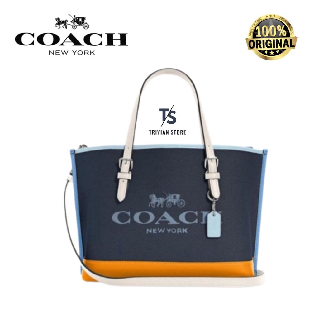 FREE ONGKIR Coach Mollie Tote 25 In Colorblock C4085 ORIGINAL