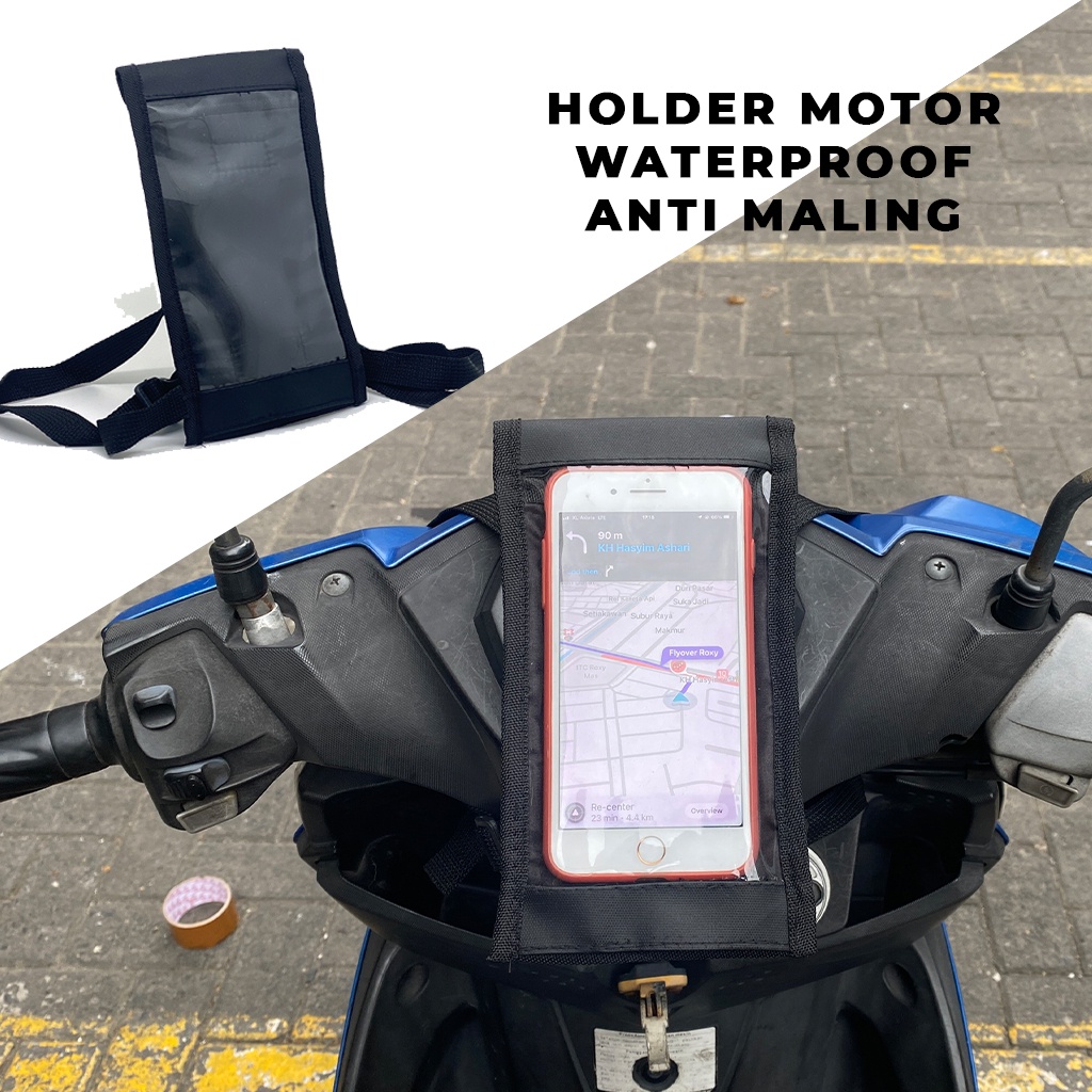 Tas Holder Hp Motor Waterproof Sarung Handphone Stang Sepeda Cover Pelindung Ponsel Hape Ojol Aman Anti Air | GROSIRXPRESS