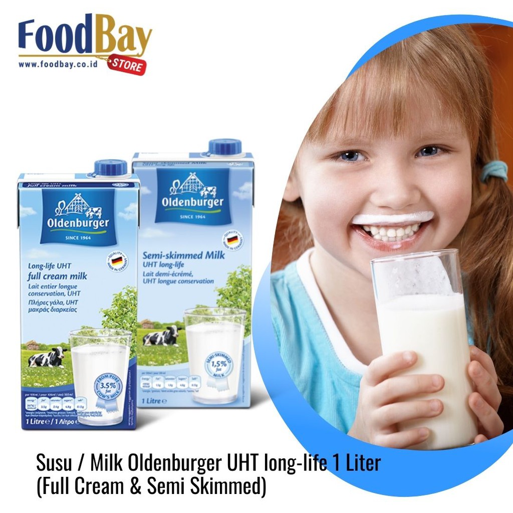 Susu / Milk Oldenburger UHT long-life 1 Liter / 1000 ml (Full Cream &amp; Semi Skimmed)