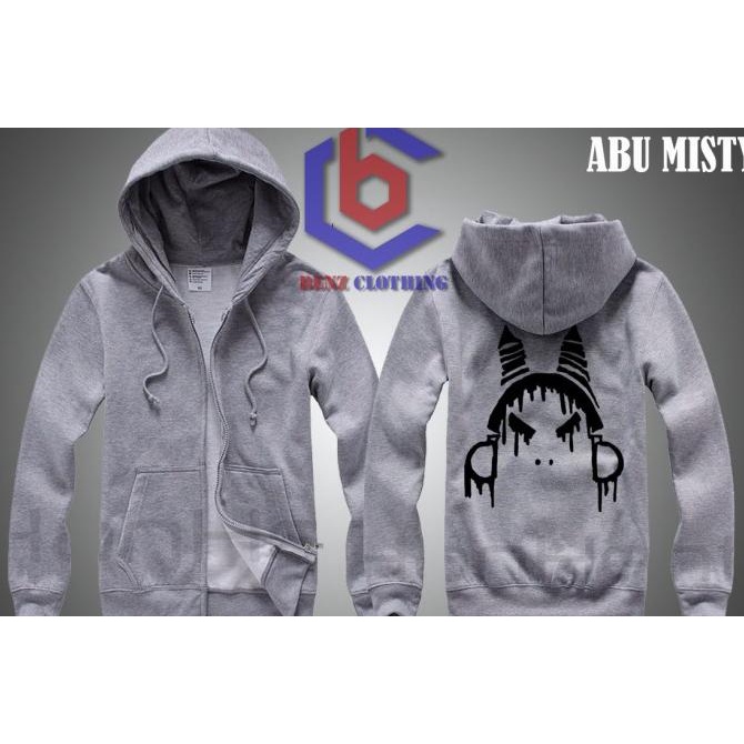 Jaket Hoodie Sweater Raven Outerwear Pria Wanita Zipper Resleting Depan Polos Sablon Polyflek Korea