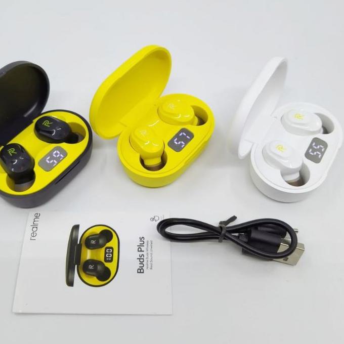 ♝ REALME EARPHONE BLUETOOTH BUDS PLUS WIRELESS LED HANDSET ♂