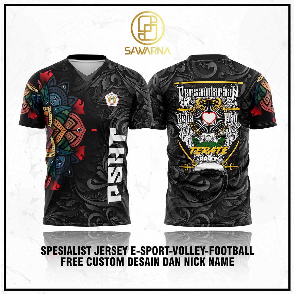 Kaos psht Jersey baju sakral warga bendera jersey panjang batik atribut Pencak Silat HATI BERSINAR