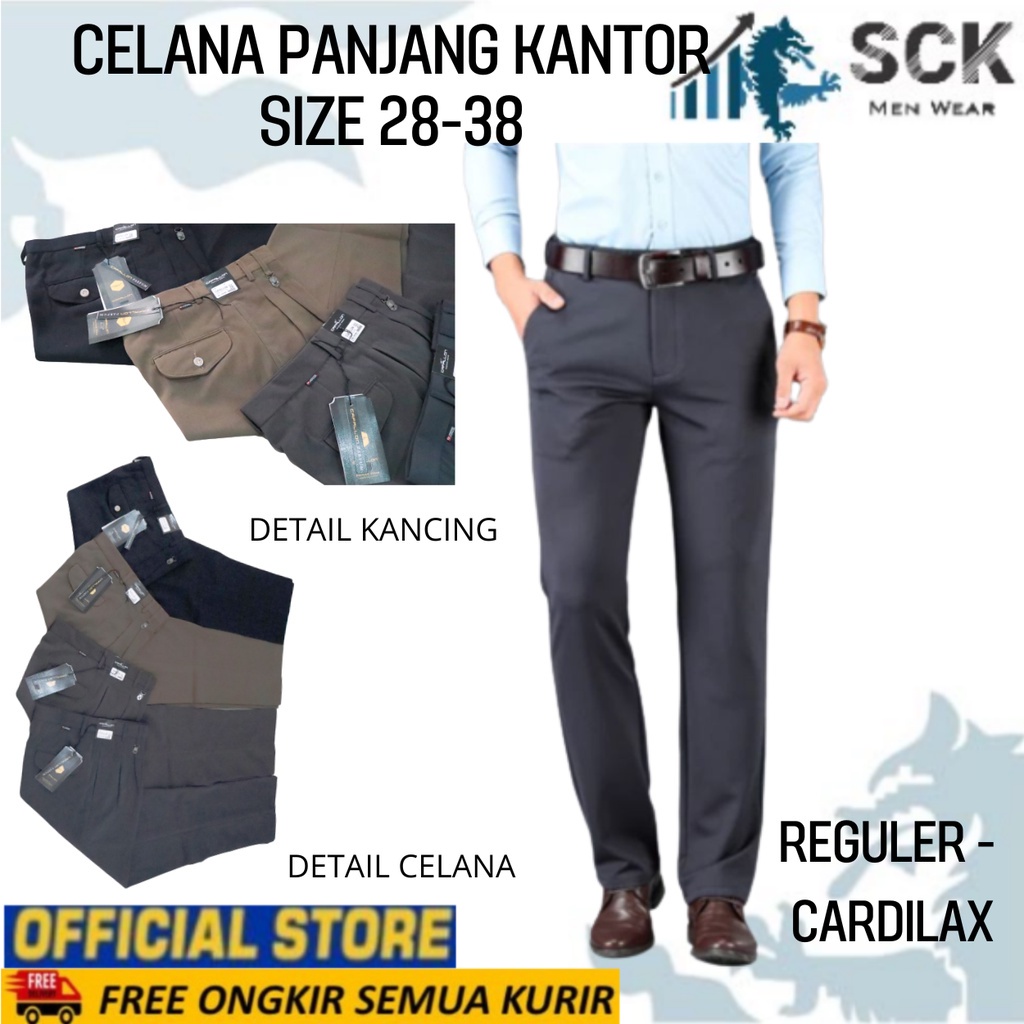 Celana Panjang Kantor Pria Dewasa CARDILAX Warna Bahan Katun / Bawahan Basic Formal / Pakaian Kerja Kantor Berkualitas - sckmenwear GROSIR