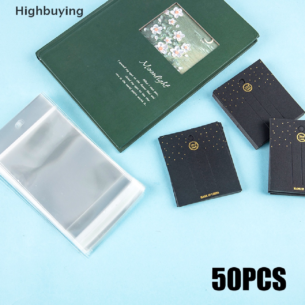 Hbid 50PCS Hairpin Black Paper Earring Card Holder Kertas Jepit Rambut Kalung Display Kartu Karton Hang Tag Senada Packaging Bag Untuk Membuat Kemasan Perhiasan Diy Glory