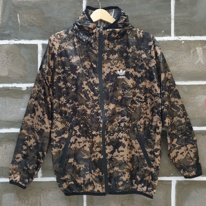 Jata Jaket Running / Jaket Sepeda / Lari Parasut Waterproof Adidas Camo