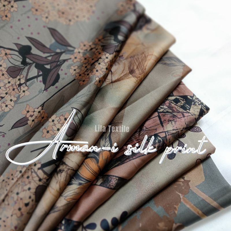 KAIN ARMAN- I SILK PRINT BROWN (HARGA PER 0.5 METER)