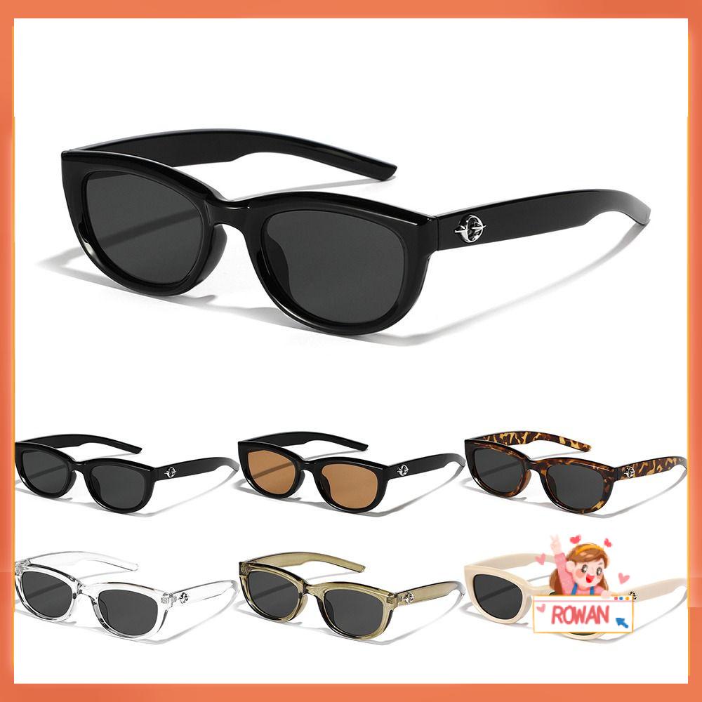 R-flower Y2K Kacamata Sunglasses Travel Oval Kotak Nuansa Pria