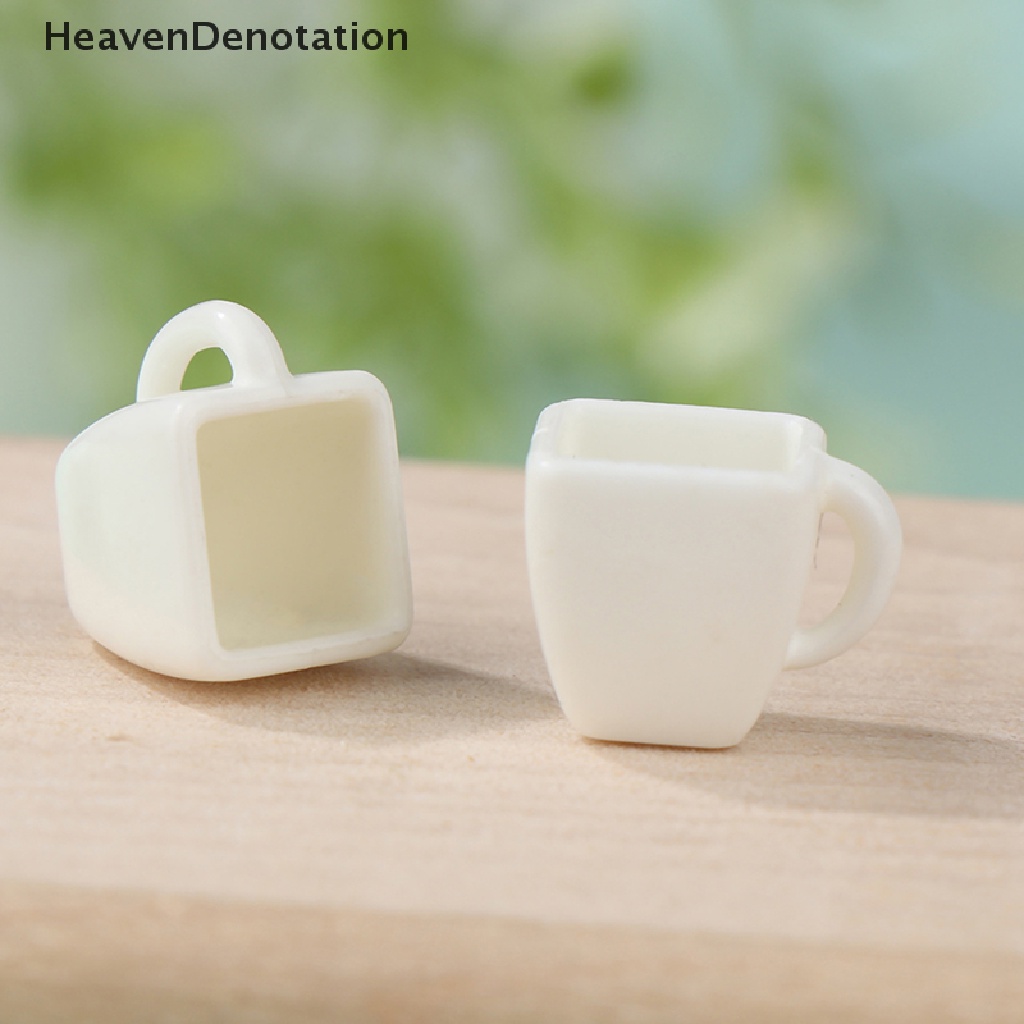 [HeavenDenotation] 4Pcs 1: 12 Dollhouse Miniature Cup White Square Cup Tea Cup Coffee Cup Decor Toy HDV
