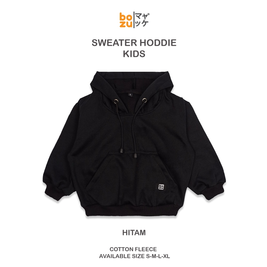 Jaket Sweater Hoodie Polos Anak laki laki Bahan Fleece Hitam