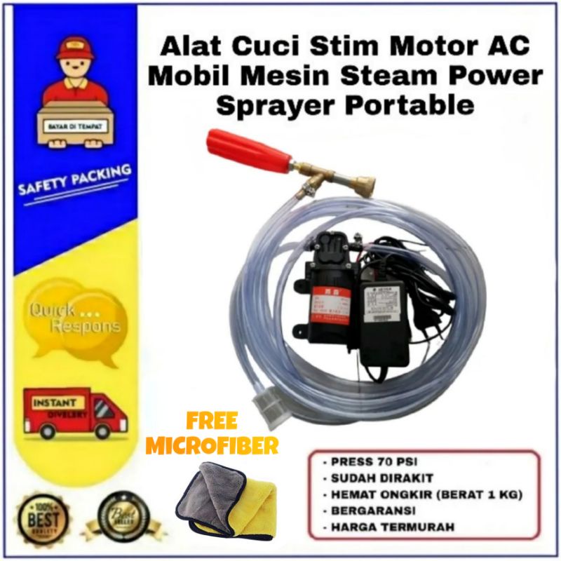 Alat Cuci Motor Mobil AC Steam Stim Mini Pompa DC 12 Volt 70 Psi