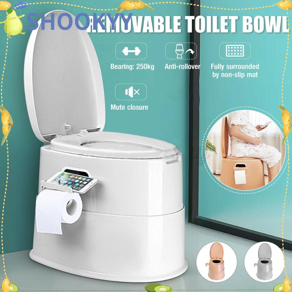 Chookyy Toilet Portable Hamil Commode Camping Dengan Holder Roll Kertas