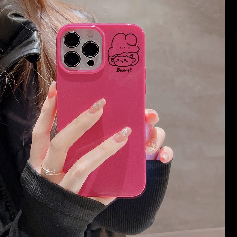Kelinci Lucu Gadis Beruang Cowok Kartun Pasangan Silikon Case Untuk Iphone SE 2020 7 /8 Plus 14x XR XM 11 12 MINI 13 PRO MAX Casing Cover Pelindung AT0063