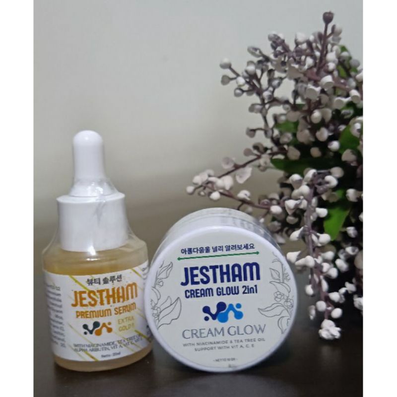 READY JESTHAM Korean Cream Glow 2 in 1 + Serum Premium gold BPOM,terlaris no 1