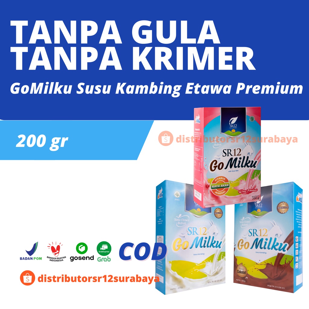 

[TANPA GULA] Susu Kambing Etawa Bubuk GOMILKU SR12 GO MILKU BPOM Plus Madu Daun Kelor Ikan Gabus