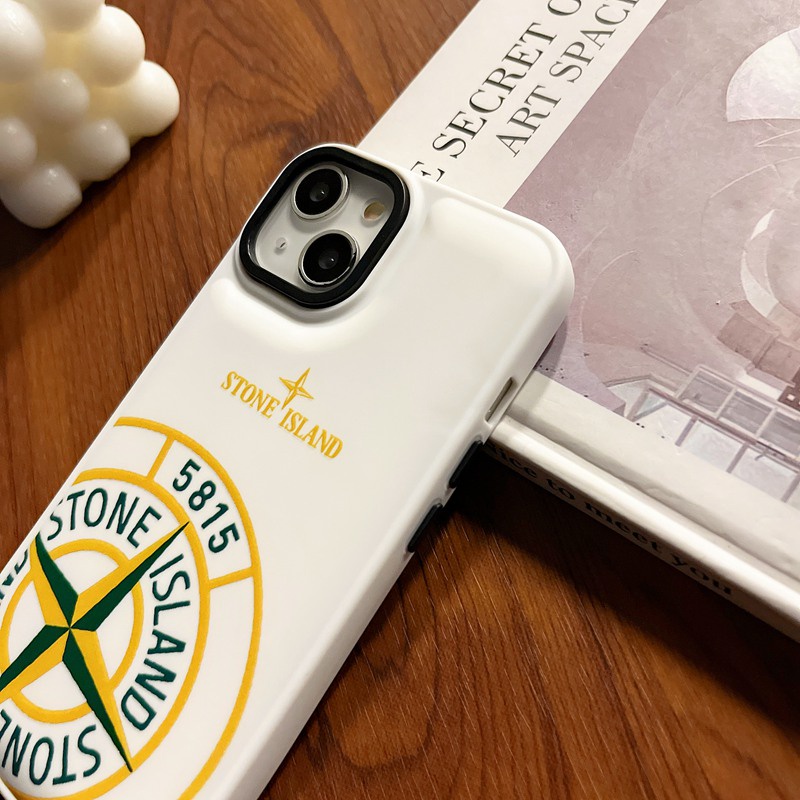 Fashion Pria Stone Island Soft Case iP iPhone X XR XS Max 11 12 13 14 Pro Max FTD Skin Feel Casing Silikon Cair Apple