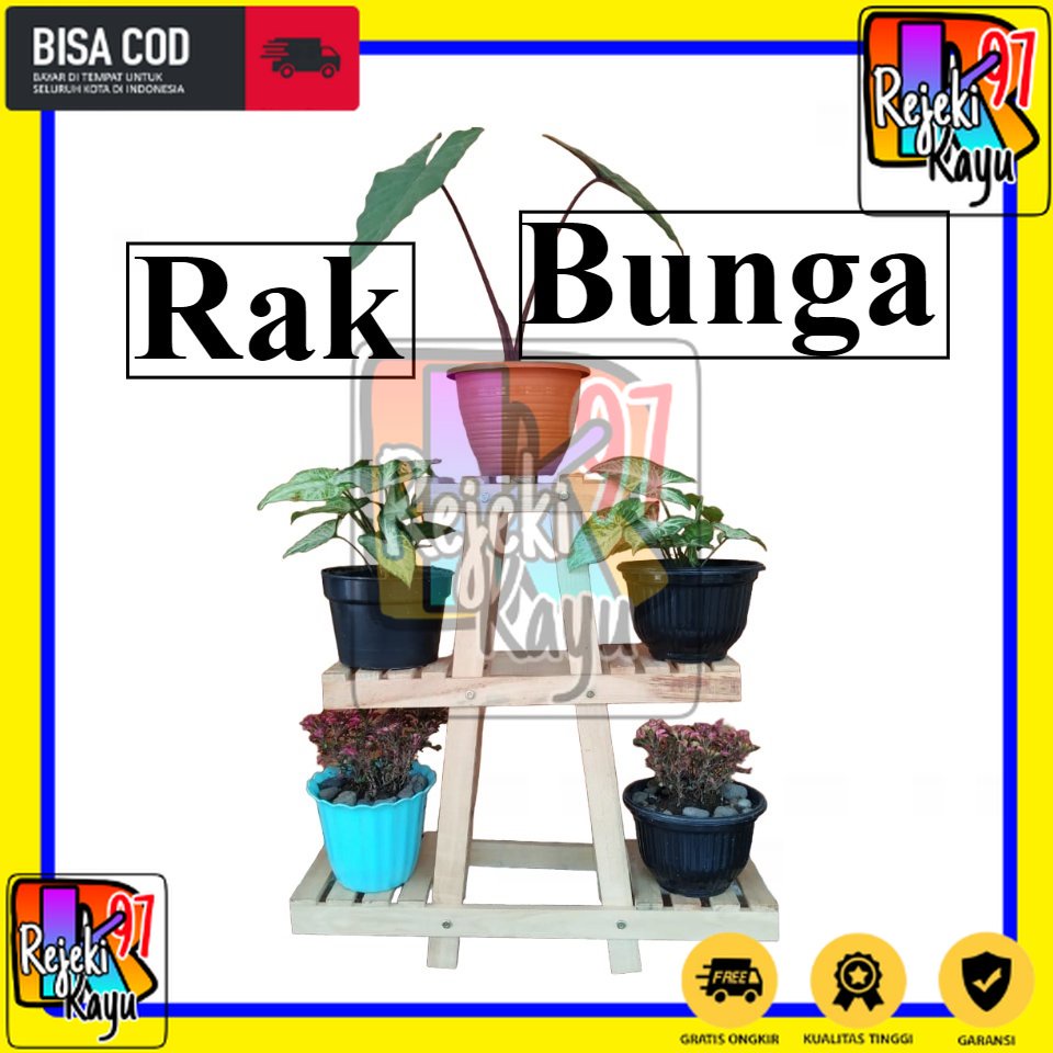 Rak bunga minimalis dari kayu halus murah, tempat pot bunga di luar maupun dalam ruangan