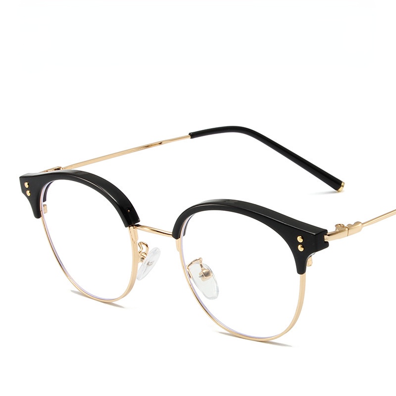 Metal Half Frame Kacamata Anti Radiasi Pria Dan Wanita Eyewear and Fashionable Anti Blue Light Eyeglasses