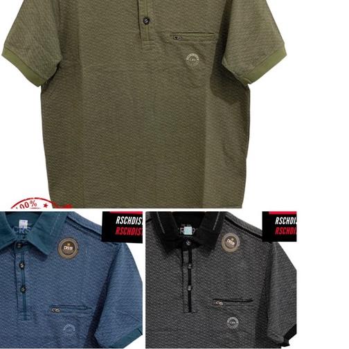 ❉ Kaos Kerah Fashion Pria CRS 91 Original Poly Motif Bintik PEZPAK M-XXL (Kancing Kantong) ❀