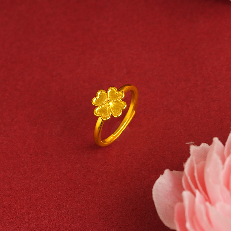 Goldkingdom Perhiasan Fashion Emas Asli Kadar 375Bangkok Aksesoris Ready Stock Bunga Kaya Dan Halus Cincin Longgar Yang Dapat Disesuaikan Bunga Kecil Wanita Cincin