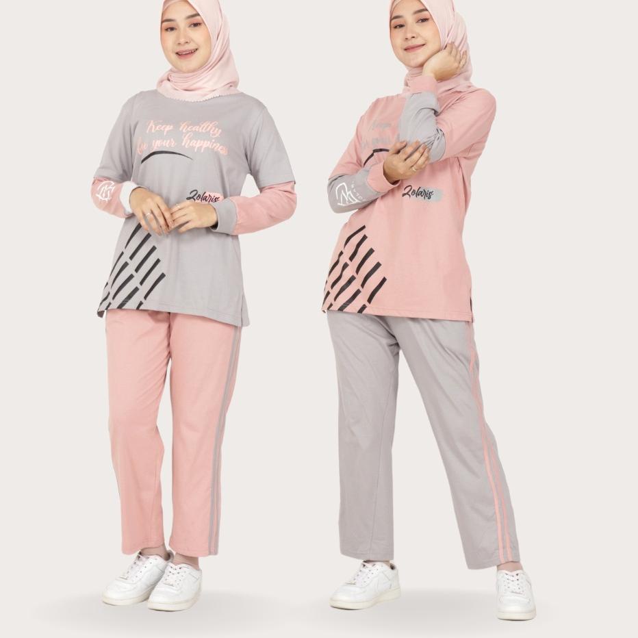 Serba Unik Amora Set - Setelan Baju Olahraga Wanita Muslimah Senam Sepeda Yoga One Set Jumbo