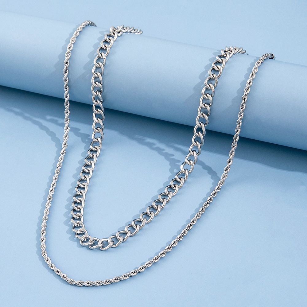 Desain Vintage Fashion Merek Horsewhip Kuba Rantai Aksesoris Punk Pria Chopin Kalung Hip-hop Fashion Perhiasan Kalung Set