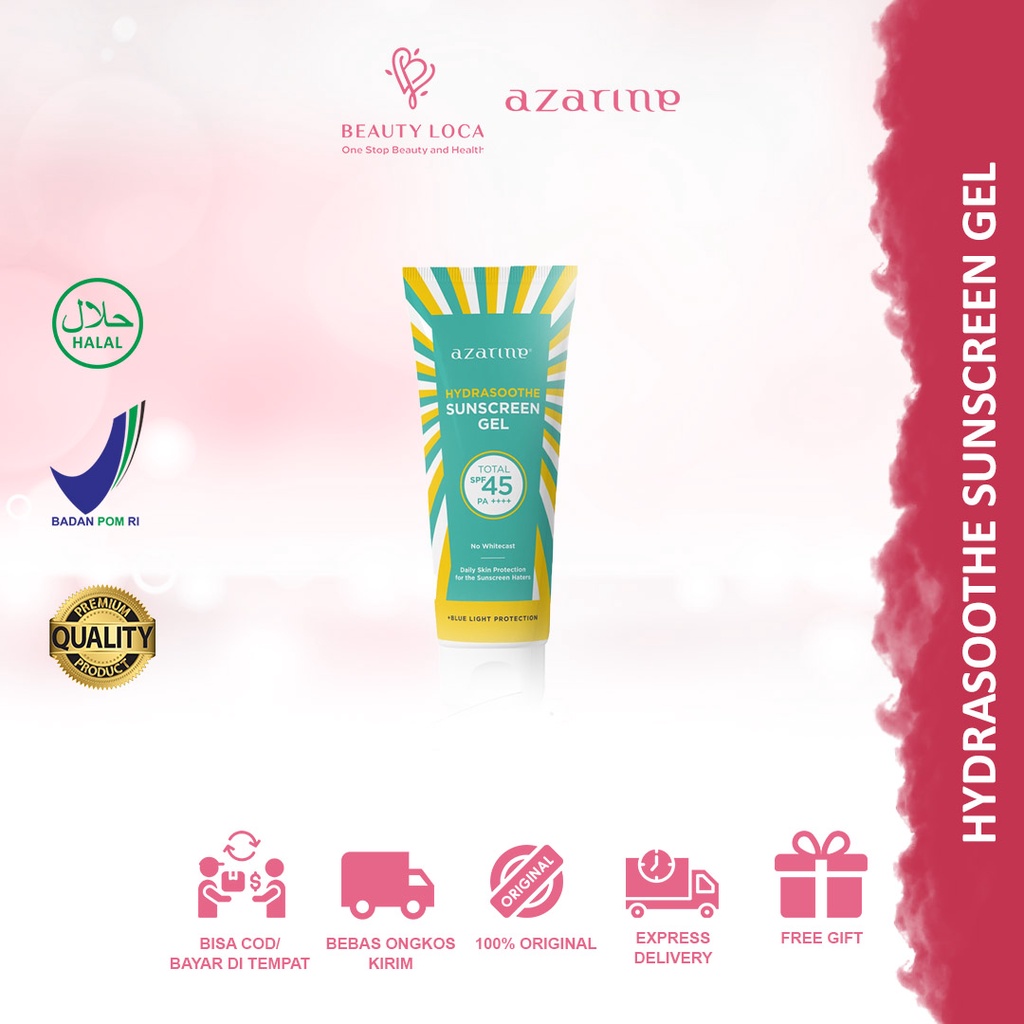 	 Azarine Hydrasoothe Sunscreen Gel SPF45 PA++++ 50ml BEST SELLER sunscreen kulit berminyak berjerawat	