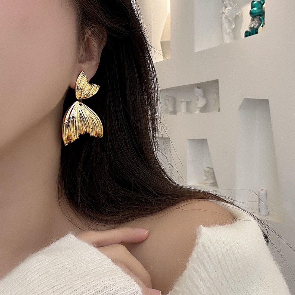 Deartiara Anting Bentuk Fishtail Serbaguna Yang Dipersonalisasi, Desain Kecil, Anting Canggih, Paduan Lipit, Anting Sederhana