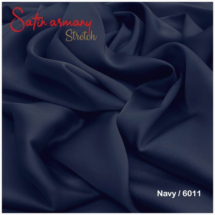 Multi Kain satin armani silk stretch armany silky saten roll an isi 50 - Rol navy